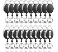 Cpolebev Confezione da 20 Bobine per Badge Porta Badge Identificativo Retrattile con Moschettone, Clip per Bobina per Badge Resistente e per Ufficio di