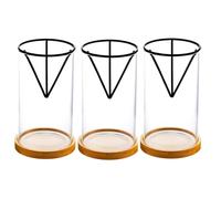 Cpolebev Confezione da 3 Kit per La Coltivazione di di Avocado, Vaso di Semi di Avocado in Vetro con Staffa Triangolare e Base in bambù, Vaso per Piante Germogliate