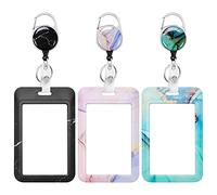 Cpolebev Confezione da 3 Porta Badge con Bobina Retrattile Heavy Duty ID Name Tag Worker Badge Moschettone Clip Card Protettiva In Plastica