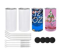 Cpolebev Confezione da 4 Bicchieri Sublimati da 12 Oz, Bottiglie D'Acqua Vuote In Acciaio Inossidabile Isolate con Coperchi e Cannucce per Un'Installazione Facile e Durevole Fai-Da-Te