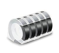 Cpolebev Confezione da 5 Nastri per Etichette Embossing Tape 12Mm 3D Emboss Etichette, Bianca su Nero per DM1595 Organizer Xpress Pro