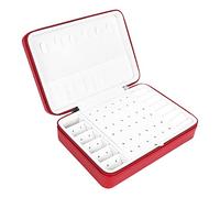 Cpolebev Contenitore di Gioielli nel Stile Coreano Organizzatore Display Grande nel Pelle Grande Specchio Collana per Orecchini Scatola per Orecchini Rosso