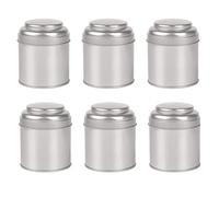 Cpolebev Contenitore per Lattine da tè da 6 Pezzi Contenitore per Lattine da tè Piccolo con Doppio Coperchio Ermetico, Mini Barattolo di e Piccoli Contenitori Rotondi da Cucina per Il tè (Argent