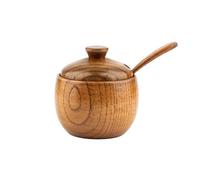 Cpolebev Contenitori per Condimenti In Barattolo di Legno da 180 Ml/6 Once con Coperchio e Cucchiaio, Scatola per Riporre I Condimenti per Lo In Una Saliera Retrò da Cucina