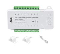 Cpolebev Controller Sensore di Movimento LED per Scale DC12V 24V 16 Canali Dimmer Luce Notturna PIR per Interni per Scale Striscia Flessibile(A)