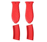 Cpolebev Coperchio per Manico Caldo nel Silicone da 4 Pezzi Coperchio per Manico nel Ghisa Coperchio per Manico nel Pentola Manicotto Resistente al -Rosso