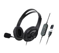 Cpolebev Cuffie USB Cablate con Microfono di Tipo C per Zoom Skype Office Call Center 1 Set