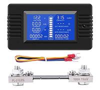 Cpolebev DC Battery Monitor Misuratore di Potenza Amperometro Digital DC 0-200V Shunt 100A Multimetro, Voltmetro Tester di Capacità
