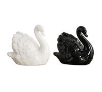 Cpolebev Decorazioni con Scultura di Cigno Nero da 2 Pezzi, Elegante Statuetta in Ceramica con Coppia di Cigni per Decorazioni per L'Home Office, Facile Installazione