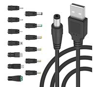 Cpolebev di Alimentazione per di Ricarica Jack da 5 V CC 5.5 da 2,1 Mm, di Alimentazione da USB A CC con 13 Adattatori per Connettori A Spina Intercambiabili