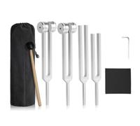 Cpolebev Diapason per Set di Guarigione (128 Hz, 136,1 Hz, 256 Hz, 384 Hz) con Riflesso, Strumenti per Terapia del Suono Dei Chakra