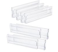 Cpolebev Divisori per Cassetti, Confezione da 8, Regolabili da 3,2 Pollici, Espandibili da 11-20,6 Pollici, Organizer per Cassetti da Cucina, Plastica Trasparente