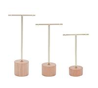 Cpolebev Espositore per Orecchini con Barra a T da 3 Pezzi con Supporto per Gioielli con Base in Legno Organizzatore di Gioielli da Appendere per Oggetti di Scena Fotografici B