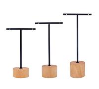 Cpolebev Espositore per Orecchini con Barra a T da 3 Pezzi con Supporto per Gioielli con Base in Legno Organizzatore di Gioielli da Appendere per Oggetti di Scena Fotografici A
