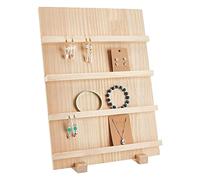 Cpolebev Espositore per Orecchini nel Legno Un 4 Livelli, con Fessure Porta Biglietti da Visita per Orecchini Rustici per Mostrare L'Esposizione di Gioielli