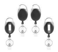 Cpolebev Estensibile, Set di 4 Bobine Porta Badge ID con Cinturino nel Vinile e, Cordino Estensibile, Moschettone