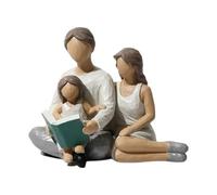 Cpolebev Famiglia di 3 Figurine Decorazione in Resina Scultura della Famiglia Statua di Genitori e Figlia, Regalo per la Casa