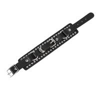 Cpolebev Fashion Braccialetto di Cuoio della Cinghia di Cuoio Unisex della Moda del Perno del Ribattino di Punk (Nero)