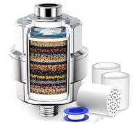 Cpolebev Filtro Doccia A 20 Filtro Acqua Doccia Purificatore Acqua Doccia -Filtro Soffione Doccia per Acqua, con 3 Cartucce Filtranti Sostituibili Ventola