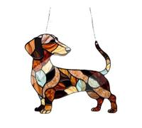 Cpolebev Finestra con Bassotto da Appendere, Acchiappasole, Acchiappasole, per Interni Ed Esterni, Decorazione per Finestra in Vetro Colorato con Cane Bassotto, 23 cm