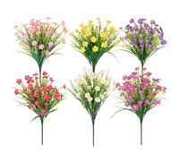 Cpolebev Fiori Artificiali per Esterni, 6 Pacchi di Piante Artificiali da Esterno, Fiori Finti, Piante Finte Resistenti Ai Raggi UV, da Esterno