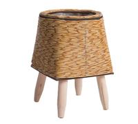 Cpolebev Fioriere per Fioriere Intrecciate In Rattan Imitazione Vintage, Cestello Portaoggetti Fatto A Mano con Gambe In Legno, Supporto per Vaso per Piante, Durevole, Facile da Installare, C