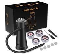 Cpolebev Fumatore di Cocktail, Strumento Elettrico per Fumare Alimenti e Bevande, Fumatore Portatile con Iniettore di Fumo per Interni Ed Esterni(A)