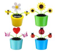 Cpolebev Giocattoli con Ape e Girasole Danzanti Ad Energia Solare, Ballerini Bobblehead Animati per la Casa, L'Ufficio e L'Arredamento 'Auto, Figurine Danzanti Solari in ABS, 4 Pezzi