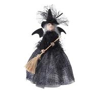 Cpolebev Halloween Decorazione di Strega 11 Pollici Strega di Halloween in Velo di Strega e Scopa di Strega Durevoli Facili da Usare Nero