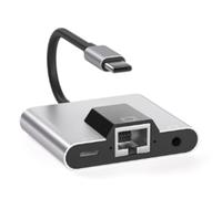 Cpolebev Hub Adattatore di Rete LAN da Tipo C A Ethernet USB C A 3,5 mm Audio PD Docking Station per Ricarica Rapida per Laptop Telefono Cellulare Durevole Facile Installazione