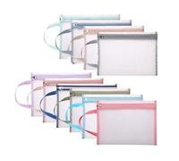 Cpolebev In Rete con Cerniera per Organizzazione 10 Pezzi, Materiale In Nylon Ispessito, In Rete In 10 Colori Formato A4