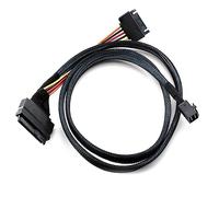 Cpolebev Integrato da 12G Mini SAS HD un U.2 / SFF-8643 un SFF-8639 0,5 M con Alimentatore SATA un 15 Pin, Adatto per SSD U.2