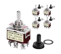 Cpolebev Interruttore A Levetta Momentaneo 5 Pezzi 12V DC 3 Posizioni 30A DPDT (ON)-Off-(ON) Interruttore A Levetta per Auto A 6 Pin con Copertura per Auto Barca