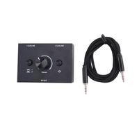 Cpolebev Interruttore Audio Stereo da 3,5 mm Altoparlante Passivo in Plastica Nera Selettore Manuale per Cuffie Splitter Box Condivisione Audio