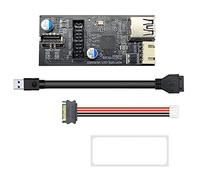 Cpolebev Intestazione da 19 Pin un Tipo e + Scheda Madre da 19 Pin Splitter da 1 un 2 Hub USB 3.0 Adattatore USB Connettore Connettore USB da 19 Pin (A)