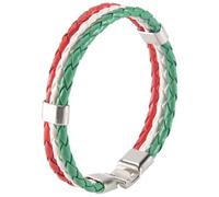 Cpolebev Jewelry Bracciale, Braccialetto con Bandiera, Lega di Cuoio, per, Verde Bianca Rosso (Larghezza 14 Mm, Lunghezza 23 Cm)