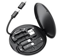 Cpolebev Kit Adattatore da 60 W da Tipo C A USB A Ricarica Rapida In Plastica Nera Adatto per Telefoni Cellulari 14 13 12 Convertitore OTG Pro Scatola di Archiviazione Multipla