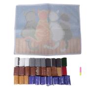 Cpolebev Kit con Gancio Un Gancio Tappeto per all'Uncinetto Tappeto per Gatti Filato per Cuscino Tela Prestampato Tappetino Tappezzeria all'Uncinetto Decorazione per Divano