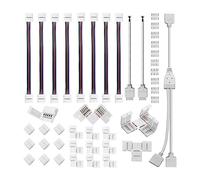 Cpolebev Kit Connettore Striscia LED A 5 Pin Connettore Striscia LED In Plastica per Connessione Striscia LED RGBW da 12 mm Include Connettore LED RGBW A Forma di T A 5 Pin