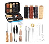 Cpolebev Kit da Cucito in Pelle, Strumenti e Forniture per la Lavorazione della Pelle, Kit da in Pelle Filo Cerato, Kit di Riparazione per Tappezzeria in Pelle Durevole e Facile da Usare