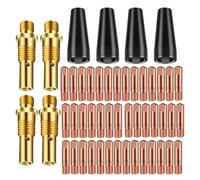 Cpolebev Kit di 50 Punte per Ugelli Gas con Nucleo di Flusso KP1939-1, Punte di Contatto da 0,030 Pollici e 0,035 Pollici Diffusori di Gas Accessorio per Pistola per Saldatura Mig