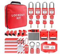 Cpolebev Kit di Blocco e Tag Out Elettrici, 57 Kit di Blocco e Tag Out con Ganci di Interruzione, Lucchetto, Spina di Blocco e Tag per Kit -