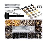 Cpolebev Kit di Bottoni A Pressione in Pelle, 120 Set di Bottoni A Pressione in Metallo Bottoni A Pressione con 6 Strumenti di Impostazione, per Giacche