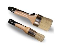 Cpolebev Kit di Pennelli per Pittura A con - 2 Pezzi: 1 Pennello Rotondo per Pittura su Mobili e 1 Pennello Ovale per Pittura A - Set di Pennelli In