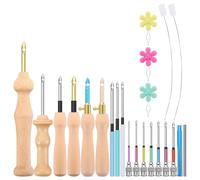 Cpolebev Kit di per Punch da 23 Pezzi, Set di per Punch in Legno Regolabile per Adulti Ricamo per Principianti Durevole