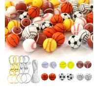 Cpolebev Kit di Perline Fai-da-Te 60 Pezzi 15 mm Perline di Silicone Sfuse con Cordino per Realizzare Gioielli, Collane, Braccialetti, Fai-da-Te per Penna
