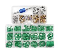 Cpolebev Kit di Riparazione Aria Condizionata per Auto, 270 Pezzi Kit di Guarnizioni O-Ring + Assortimento di Nuclei Valvola Aria Condizionata da 40 Pezzi con Strumento di Rimozione