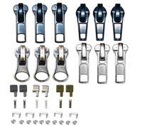 Cpolebev Kit di Riparazione Cerniera 5 Cursori con Cursore Scatola di Fissaggio Cerniera In Metallo Estrattore per Cerniera Estrattore per Cerniera per Abbigliamento con Serratura Resistente Facile da