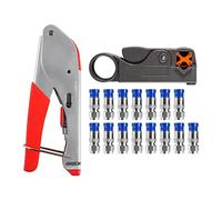 Cpolebev Kit di Strumenti di Compressione Coassiale Strumento di Crimpatura Cavi per RG6 RG59 con Connettori F RG6 RG59 da 15 Pezzi