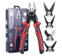 Cpolebev Kit di Strumenti Versatili 5 In 1 Strumenti e Miglioramento Della Casa Nero e Rosso con Pinza per Guardalinee, Spelafili, Strumenti di Crimpatura, Cesoia per Lamiera
